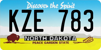 ND license plate KZE783