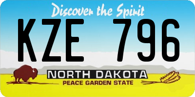 ND license plate KZE796