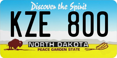 ND license plate KZE800