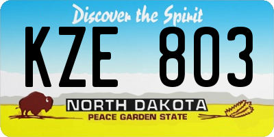 ND license plate KZE803
