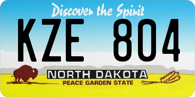 ND license plate KZE804