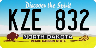 ND license plate KZE832