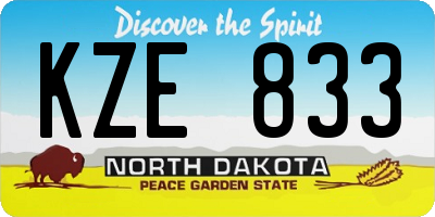 ND license plate KZE833