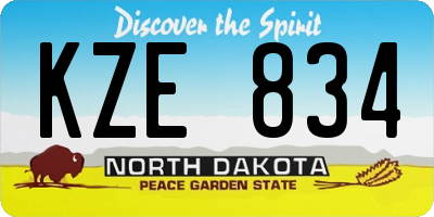 ND license plate KZE834