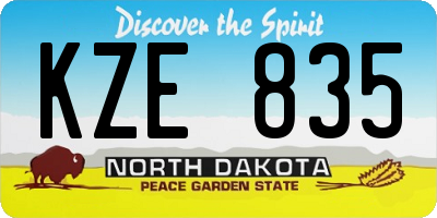 ND license plate KZE835