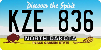 ND license plate KZE836