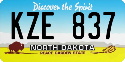 ND license plate KZE837