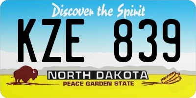 ND license plate KZE839