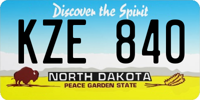 ND license plate KZE840