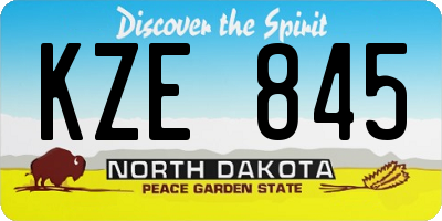 ND license plate KZE845