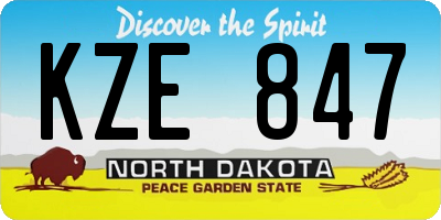 ND license plate KZE847