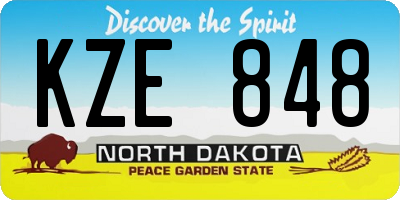 ND license plate KZE848