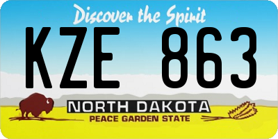 ND license plate KZE863