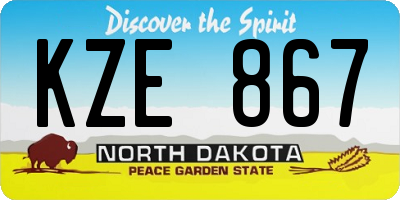 ND license plate KZE867