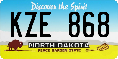 ND license plate KZE868