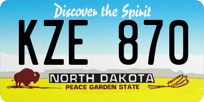 ND license plate KZE870