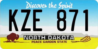 ND license plate KZE871