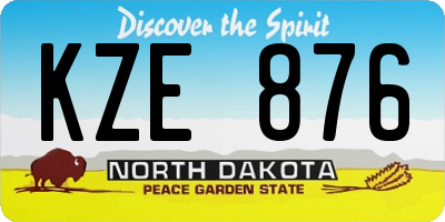ND license plate KZE876