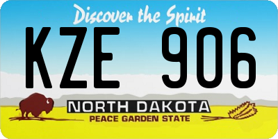 ND license plate KZE906