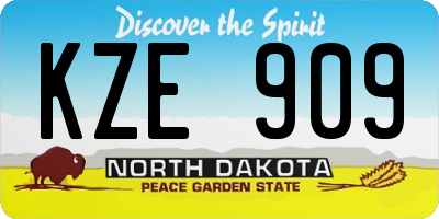 ND license plate KZE909