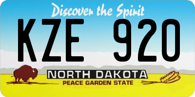 ND license plate KZE920