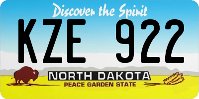 ND license plate KZE922