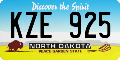 ND license plate KZE925