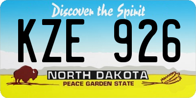 ND license plate KZE926