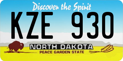 ND license plate KZE930