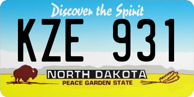 ND license plate KZE931