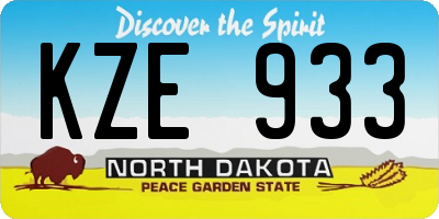 ND license plate KZE933