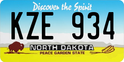 ND license plate KZE934
