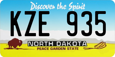 ND license plate KZE935