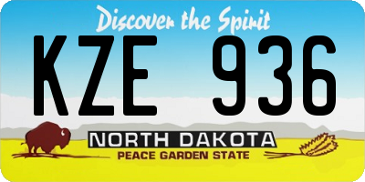 ND license plate KZE936