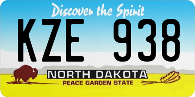 ND license plate KZE938