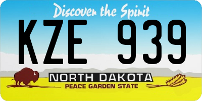 ND license plate KZE939