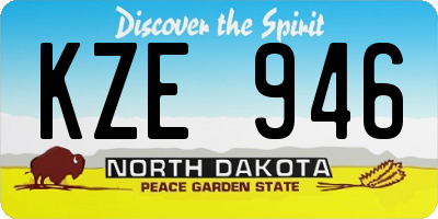 ND license plate KZE946