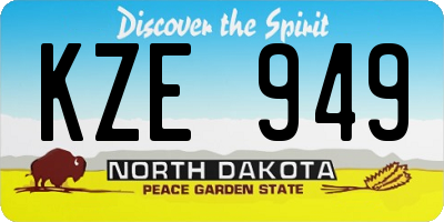 ND license plate KZE949