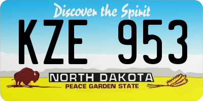ND license plate KZE953