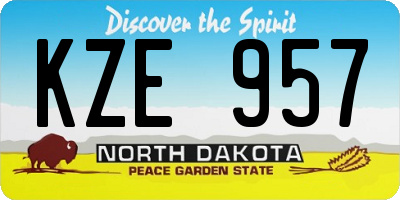 ND license plate KZE957