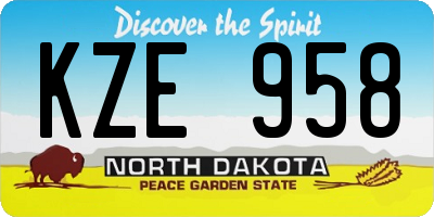 ND license plate KZE958