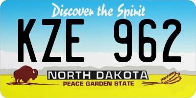 ND license plate KZE962