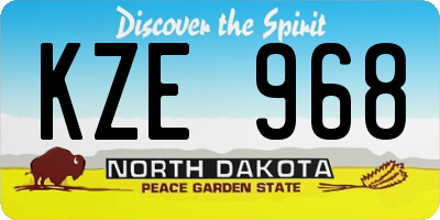 ND license plate KZE968