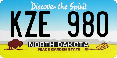 ND license plate KZE980