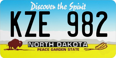 ND license plate KZE982