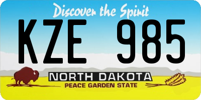 ND license plate KZE985