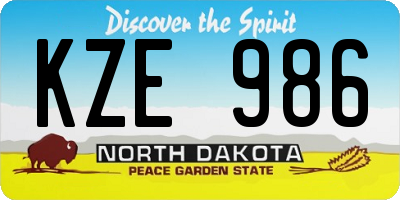 ND license plate KZE986