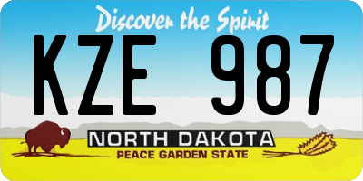 ND license plate KZE987