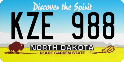 ND license plate KZE988