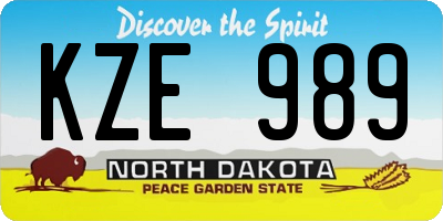 ND license plate KZE989